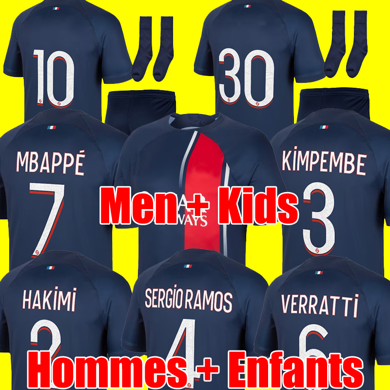 

2023 2024 Mbappe Occer Jerey Hakimi Sergio Ramos Verratti Danilo S Sanches 22 23 24 Maillot Football Hirt Men Kid Kit Et, Wine red