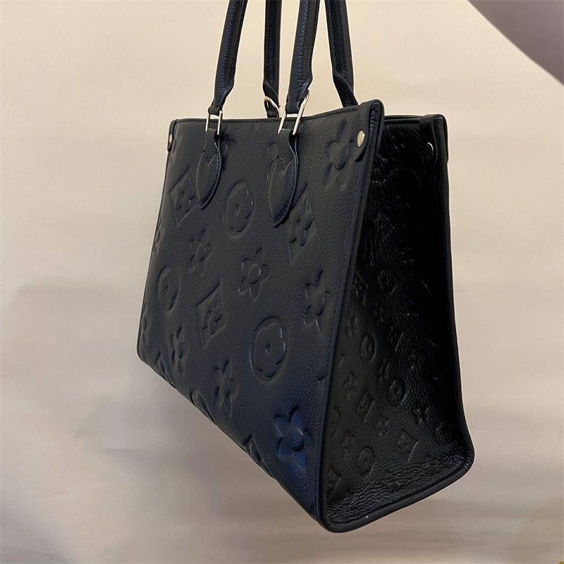

Luxurys Designer Onthego Embossed Black Flower Bag Women Bags Handbags Tote Shoulder Louise Handbag Vuitton Leather Diamond Evening Purse On the go MM GM, Mm 33cm