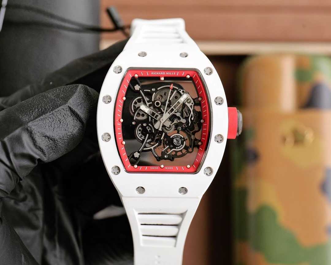 

Rm055 SUPERCLONE Flywheel Luxury Men's Mechanical Watch Richa Milles Watches rm055 White Ceramic Black Movement 6 9EOF