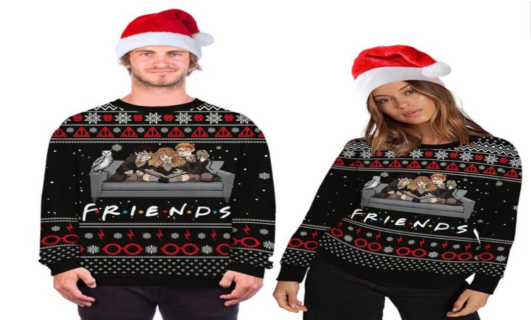 

Fashion Ugly Christmas Sweater Movie Cartoon Characters 3d Printing Round Neck Sweater Couple Long Sleeve Pullover9471128, Blue