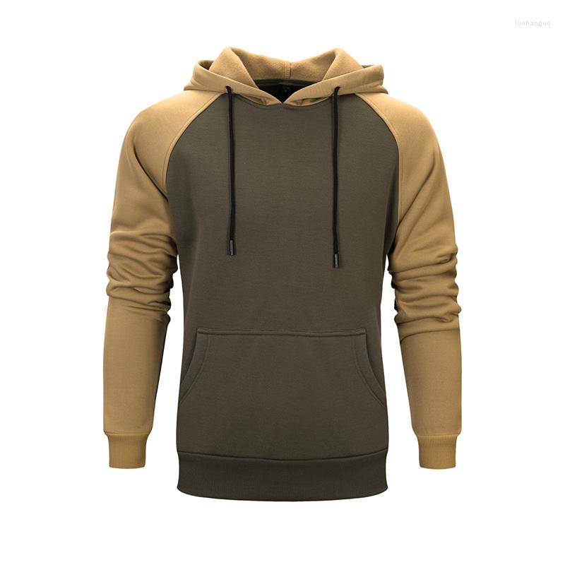 

Men's Hoodies Armygreen Patchwork Men Fashion Hooded Sweatshirts Male Winter Spring Streetwear Casual Pullover Men's Coats, Khaki
