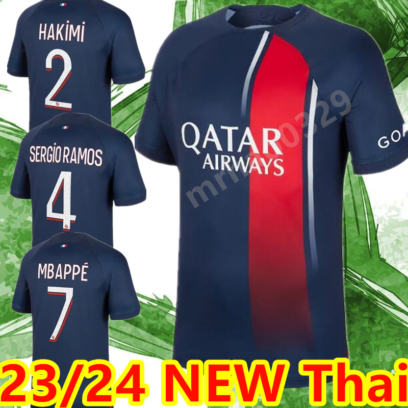 

23 24 MBAPPE HAKIMI PLAYER #30 soccer jerseys SERGIO RAMOS Maillots de football 2023 MARQUINHOS VERRATTI pSGS HAKIMI men kids kit shirt uniforms, 22 23 away
