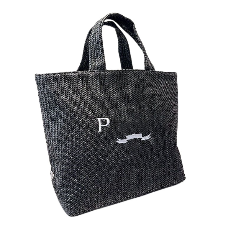 

Prad Women Woven Beach Bags Designer Large Lightweight Tote Vegetable Basket Straw Weave Weekend Bag Top Handle Handbag 33cm, #7