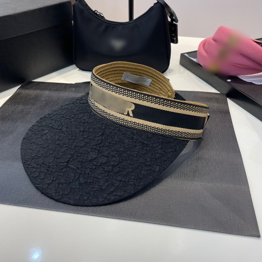 

2023 designer women visors hat letter printed anti UV black beige white empty head women visor sun hats