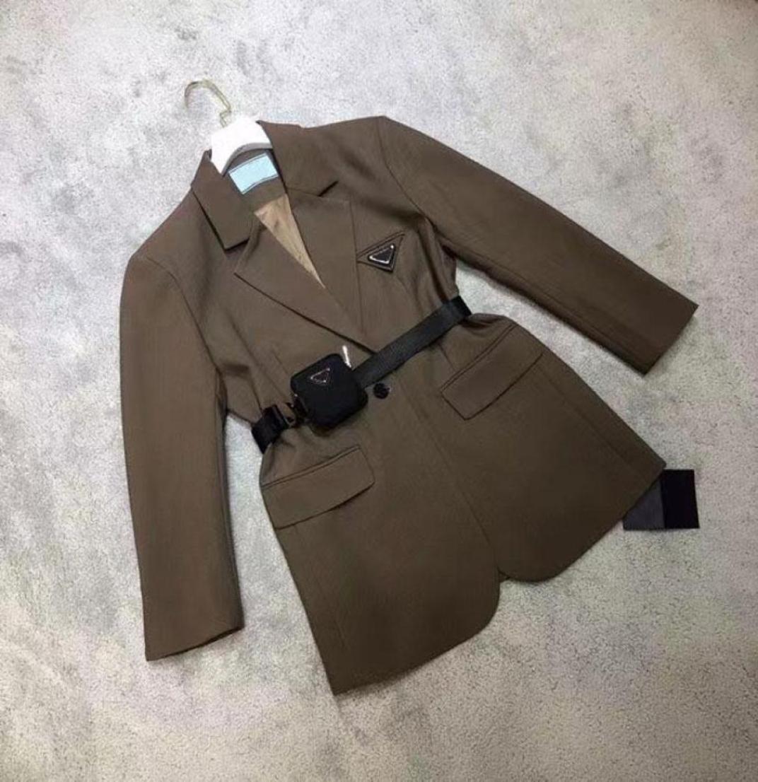 

Women Jacket Casual Blazers Style With Belt Corset Lady Slim Fashion Jackets Pocket Outwear Warm Coats SL4942183, Khaki