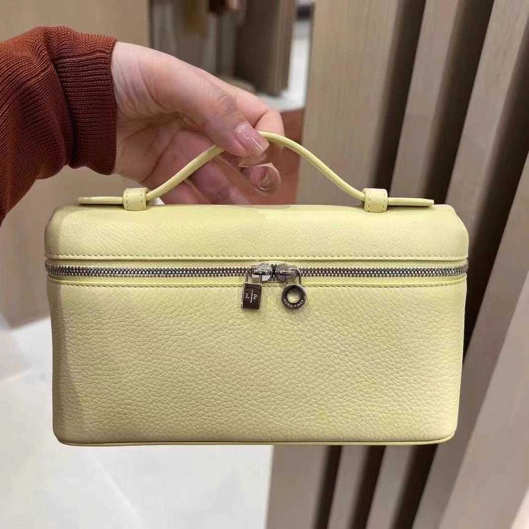 

bag loro piana Loro * LP bag L19 lunch box bag piana genuine leather women's bag single shoulder crossbody handbag makeup bag small bag for women, Milkshake white