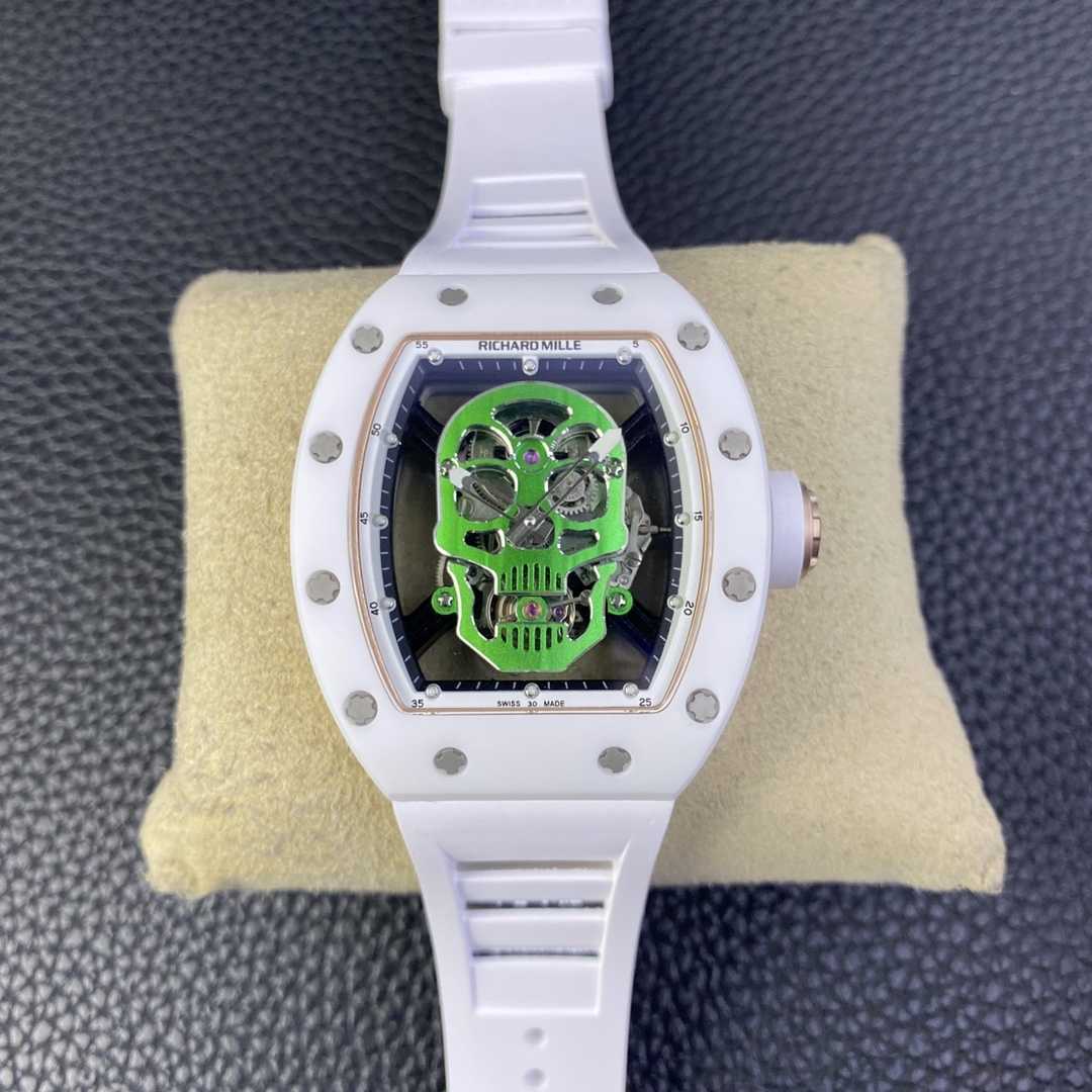 

RM052-01 SUPERCLONE Active tourbillon watches wristwatch Luxury Skull designer rm52 Skull Black Diamond hollowed out man's automatic mechanica 4 08M9, White