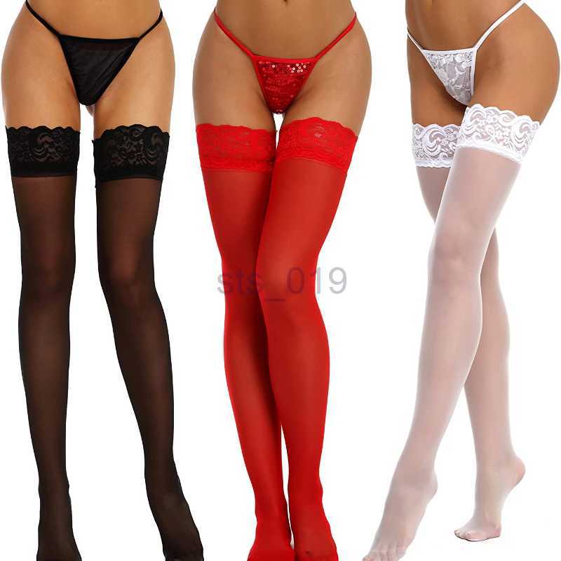

Sexy Socks Comfort Lace Top Stockings Women's Sheer Thigh High Stockings Nylons Hosiery Black Red White Transparent Classic Silk Stockings