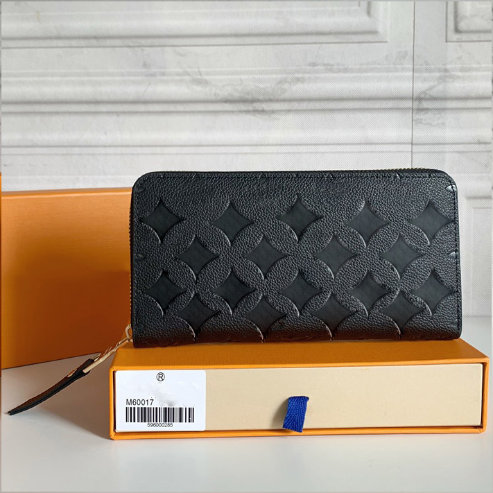 

Leather Zippy Wallet designer zipper purse Embossed Wallet With Original Box