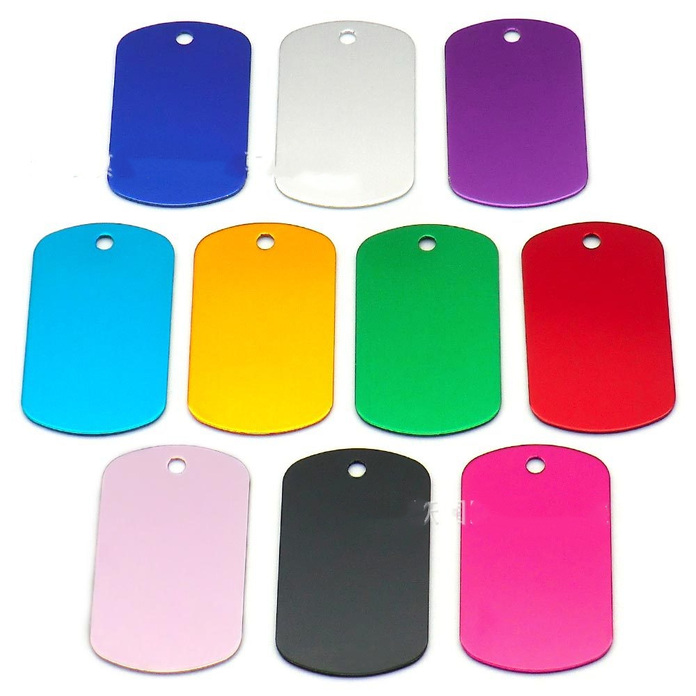 

50*30*1mm Blanks Pendant Military Army Dog Tags fit Snake Link Chain Round Corner Rectangle Aluminum Laser Engraved Pet Collar ID Cards DIY Necklace Key Chain Jewelry