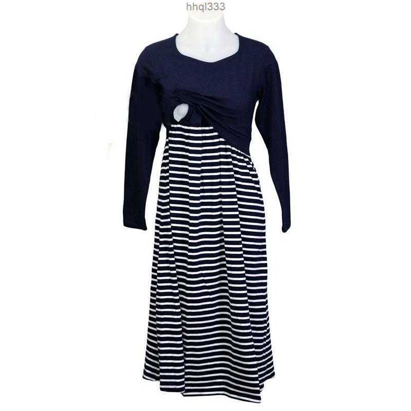 

65xl D70t Maternity Dresses Long Sleeve Nursing Dress for Pregnant Women Breastfeeding Bottoming Pregnancy Feeding Lactation6750137, Navy blue