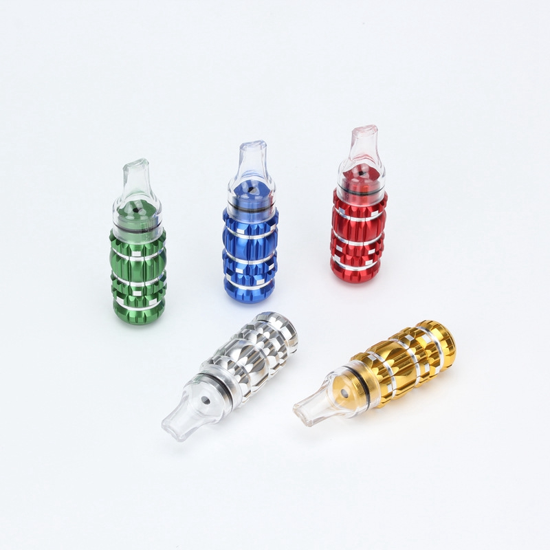 

Mini Smoke Metal Pacifier Pipes Nipple Tube Mouth Aluminium Alloy Removable Smoking Pipe Herb Filter Tobacco Narguile Clear Mouthpiece Pipe Portable Grinder