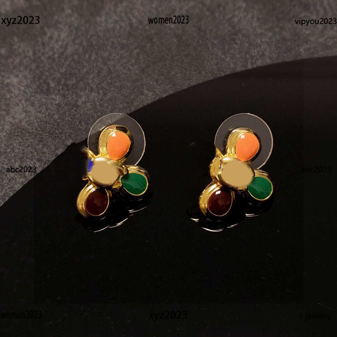 

Designer Women's Earrings Fashion Petal shape design Jewelry high quality Colorful jewelry decoration Stud #Including brand box new arrival