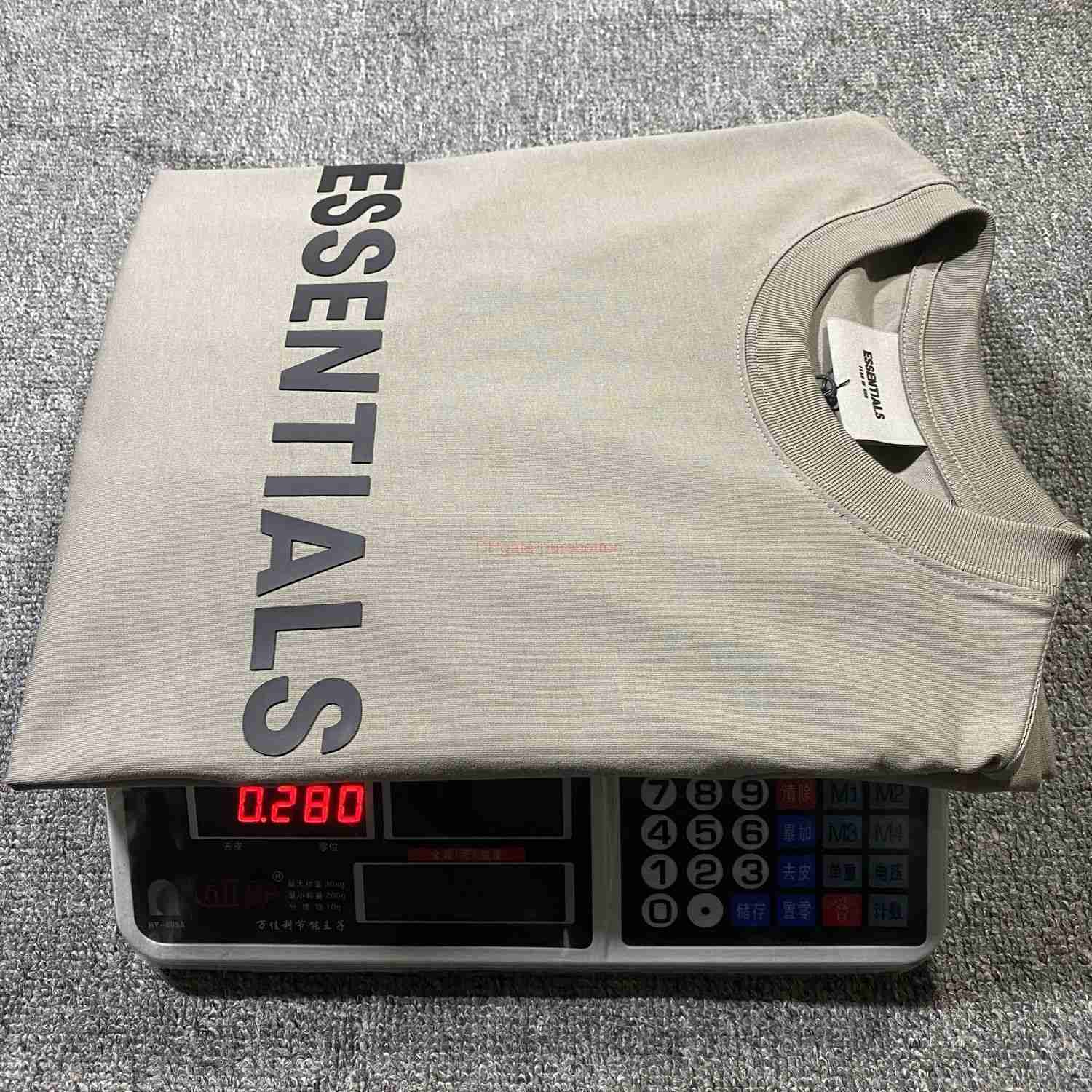 

Designer Fashion Clothing ESS Tees Tshirts Fears Of God Cotton FOG Essen Letter Drip Glue Patch Round Neck Cotton Short Sleeve Loose Couple Tshirt Luxury Casual Stree, Front silicone beige short sleeved 1