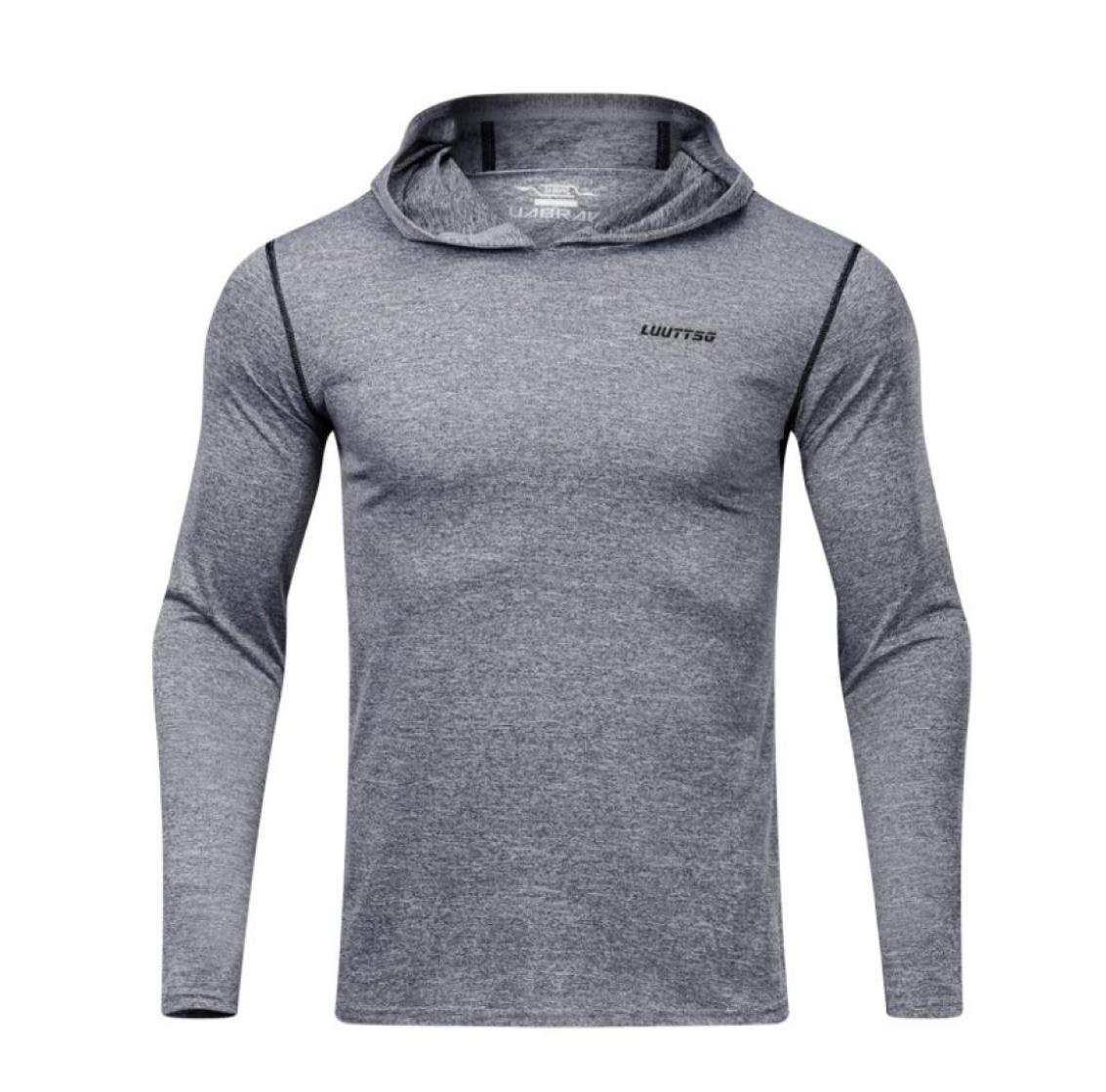 

Men039s Running T Shirt Long Sleeve Hooded Gym Fitness Hoodie Shirts Jogging Slim Dry Fit Breathable Crossfit Sport Sportswear 9063797, Gray