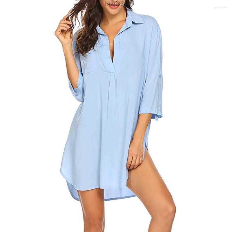 

F6ie Rf8b Women's Blouses Sexy Mini Dress Nightgown for Women 2023 Summer Short Sleeve Home Sleepwear Femme Night Gown Nightdress Nighty, Light purple