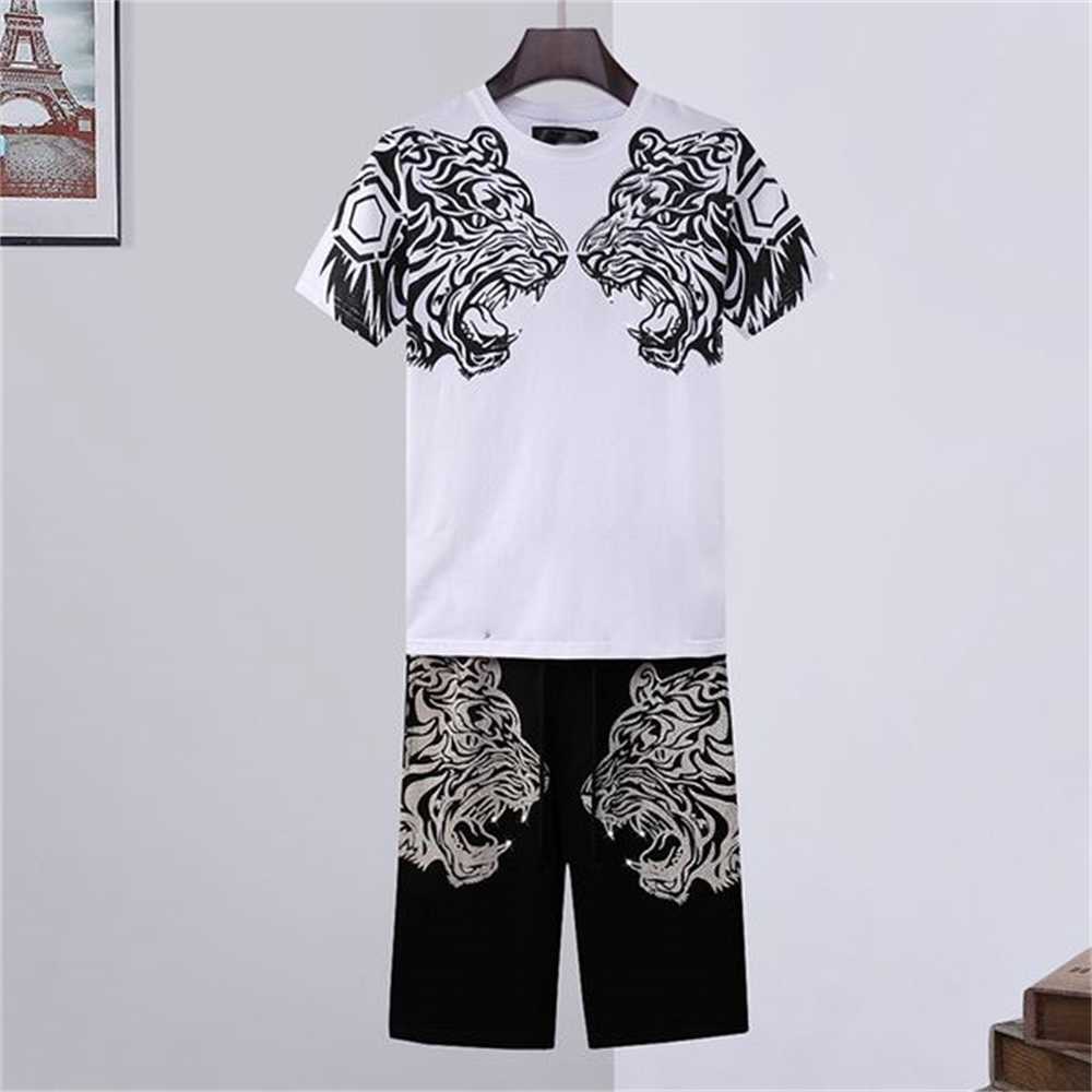 

crystal Skull designer T Shirts pants Piece Sets Mens Summer Tracksuits Casual Punk Solid Tshirt print letter dollar tops Tee Skateboard clothing Bear sh Y37M, 15