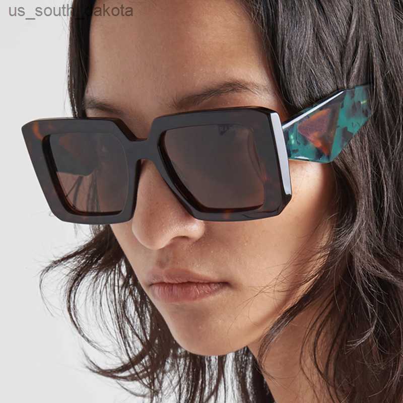 

Fashion Cool Green Tortoise Square Sunglasses Women Luxury Brand Oversized Designer Sun Glasses Trendy Big Frame Men Shades L230523