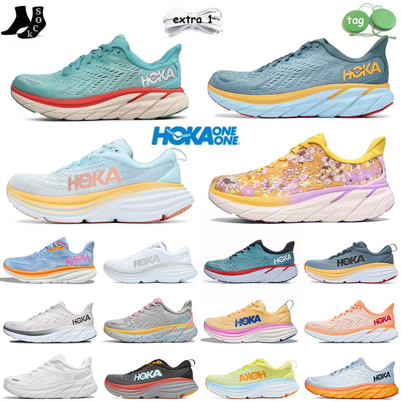 

2023 Top Quality Hoka Bondi 8 Hokas Shoes Clifton 9 8 Triple Black White On Cloud Mist Blue Carbon X 2 Free People Summer Soog Lunar Rock Mesh Trainers Runners Sneakers, D42 clifton 8 40-45