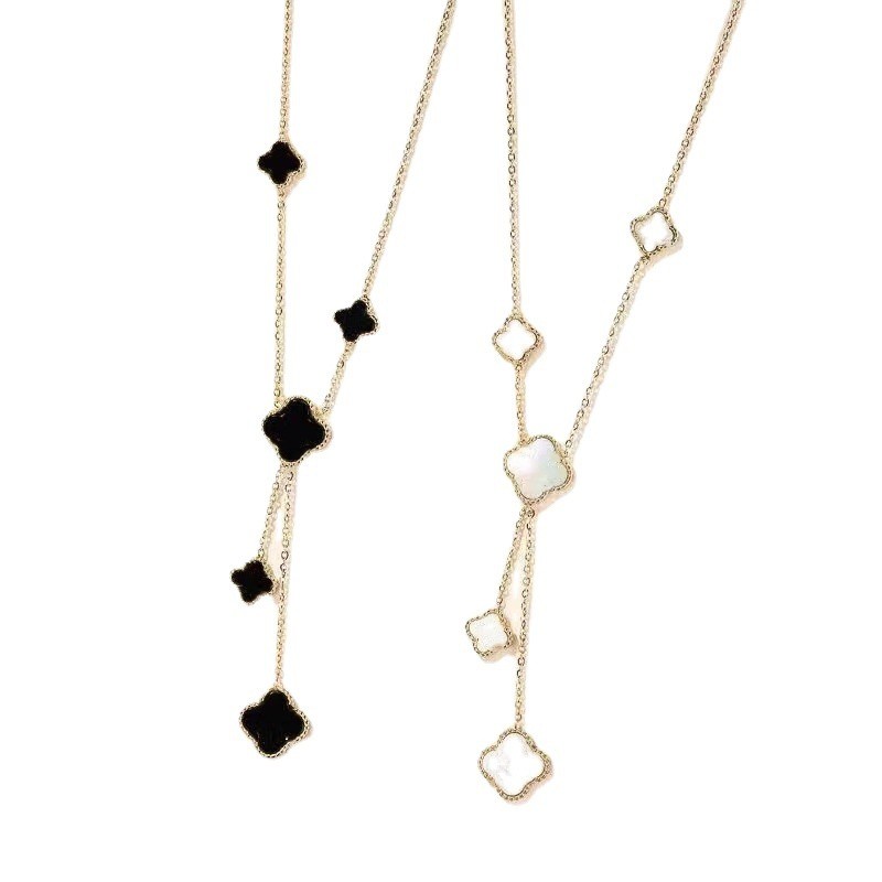 

18K Gold Plated Five/Flower Brand Desinger Necklace 4/Four Leaf Clover Necklaces Agate Shell Mother-of-Pearl for Mother's Day Jewelry Women Girls Gift