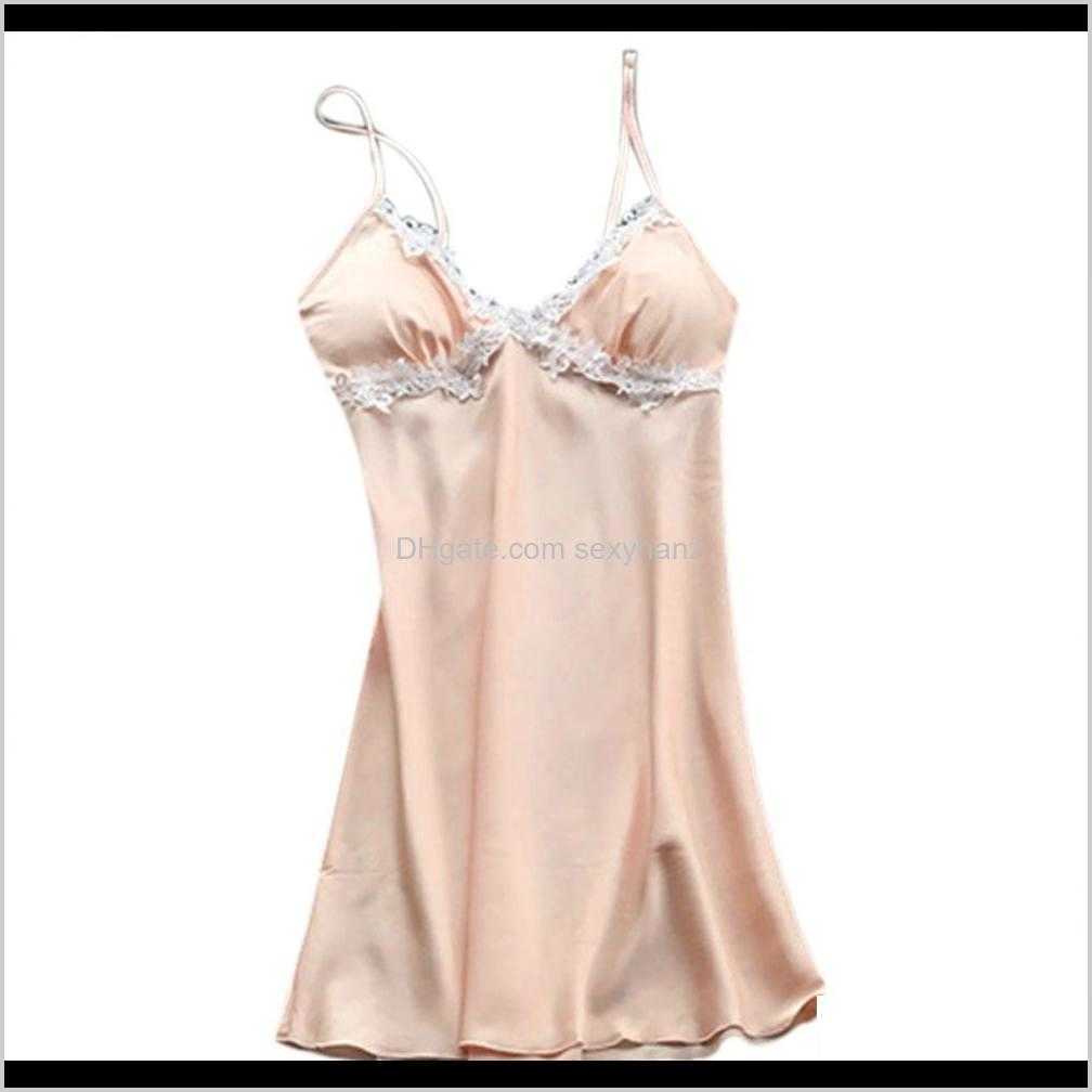 

957s Ptos Camisoles & Tanks Underwear Apparel Drop Delivery Womens Satin Silk Nightdress Lingerie Sexy Top Sling Pajamas Comfortable Sleeveless La, Orange