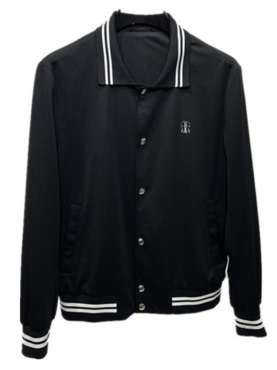 

mens jackets Brunello Cucinelli Polyester Lapel Square Collar Casual Long Sleeve Black Coat Outweaw