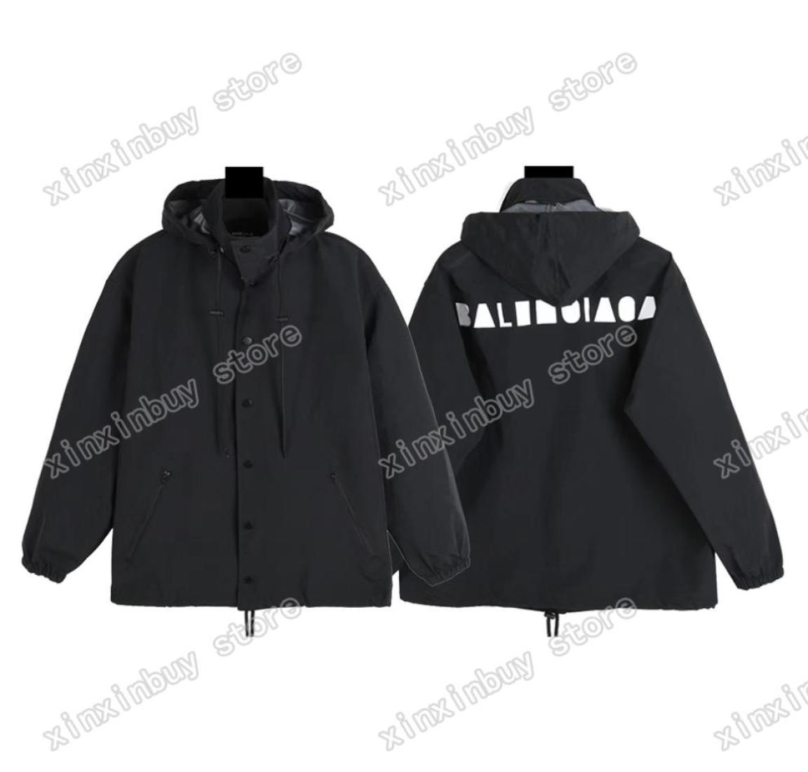 

xinxinbuy Men designer Coats Jacket Paris Back letter print Windbreaker women oversize black yellow gray green purple XS2XL3251449, Multi