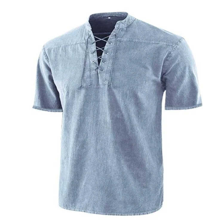 

Men's New Solid Up Standing Neck Casual Short Sleeve Shirt 6CTWE, Wine red
