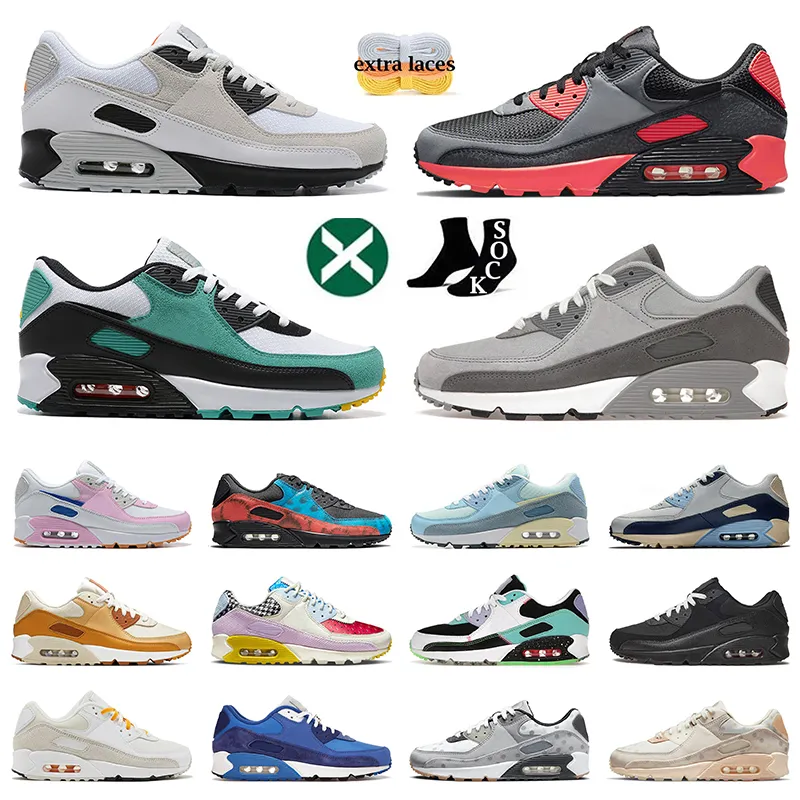 

Casual Shoes 90s Airmaxs Bred Anthracite Dark Grey Triple Black White Trainers Obsidian Shimmer Polka Dot Sand air Men Women Max 90 Designer Sneakers Jogging, Box