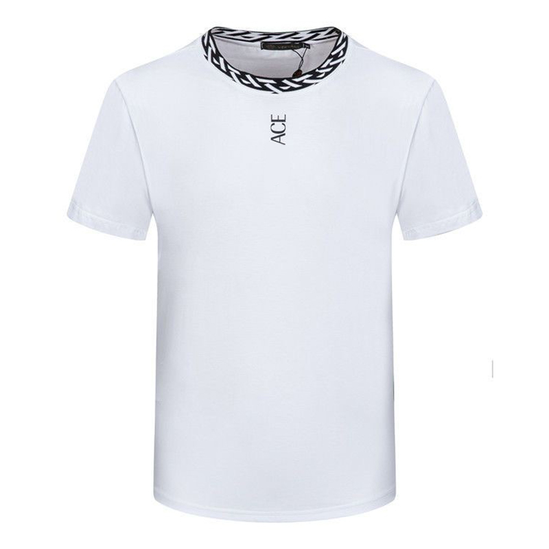 

Men's short sleeve T-shirt summer new trend everything mercerized cotton T-shirt thin summer clothes Medusa embroidery woven neckline Men's Plus Tees MLXL2XL3XL, Black