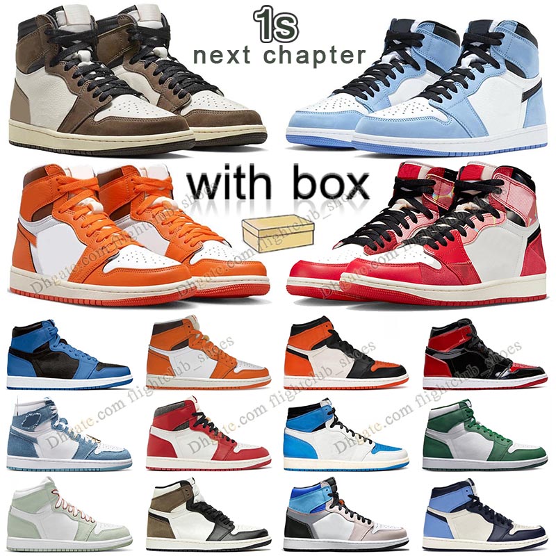 

With Box Men Women jumpman jorden 1s Basketball Shoes High OG Jumpman 1 Next chapter University Blue Cactus Jack Chicago Lost And Found Starfish Washed Pink Sneakers, H76 36-47 hihg og true blue