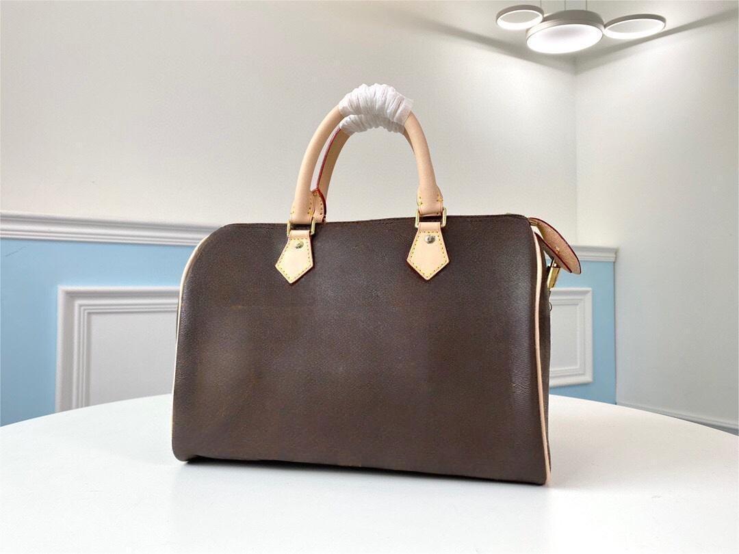

5A Designers highend quality 3 size speedy 25 30 35 travel bag strapless luxury tote handbag White check duffle bag Women travel clutch bags, Brown grid