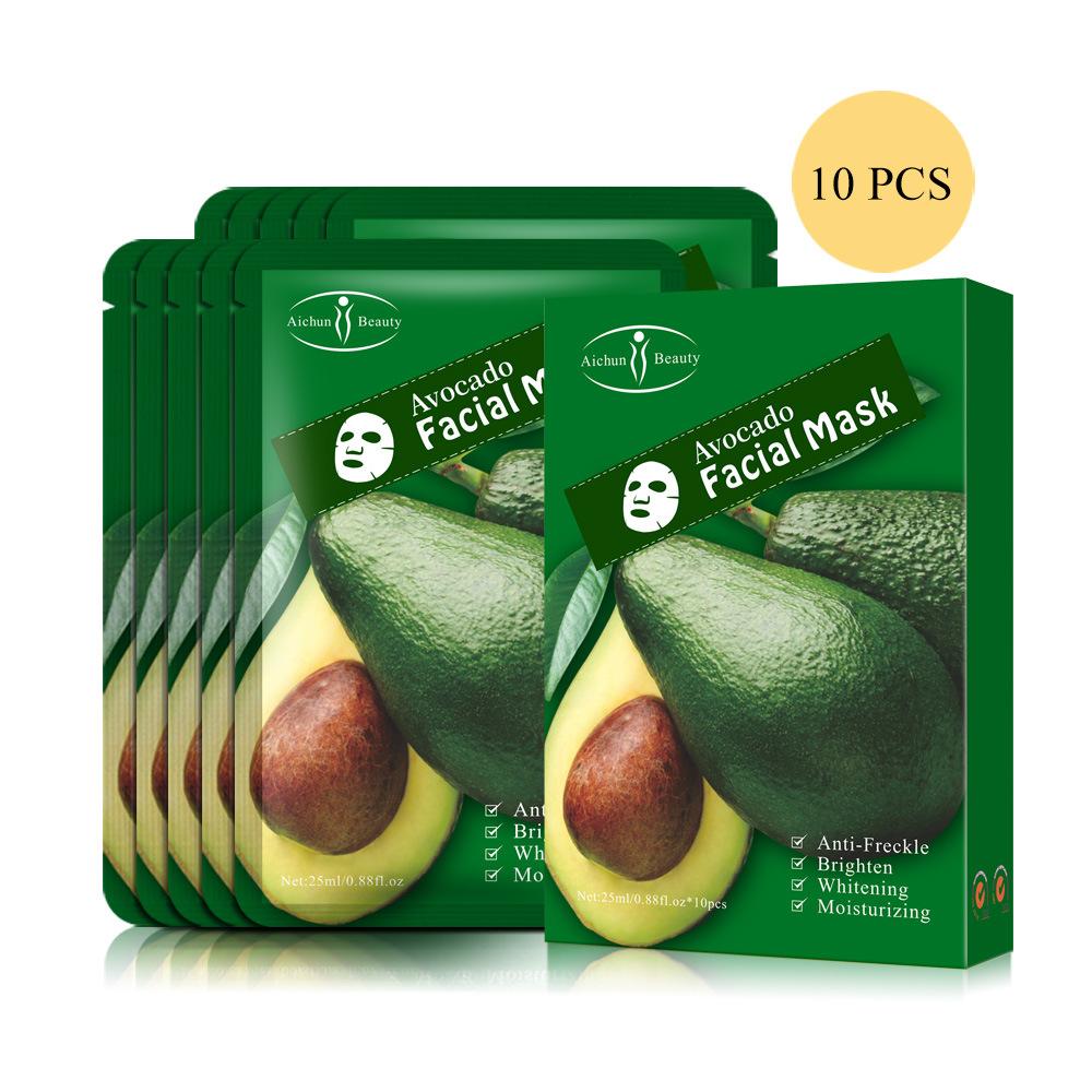 

Devices 10 Pieces Fruit Moisturizing Hydrate Avocado Facial Masks Shea Butter Extract AntiAging OilControl Whitening Face Mask