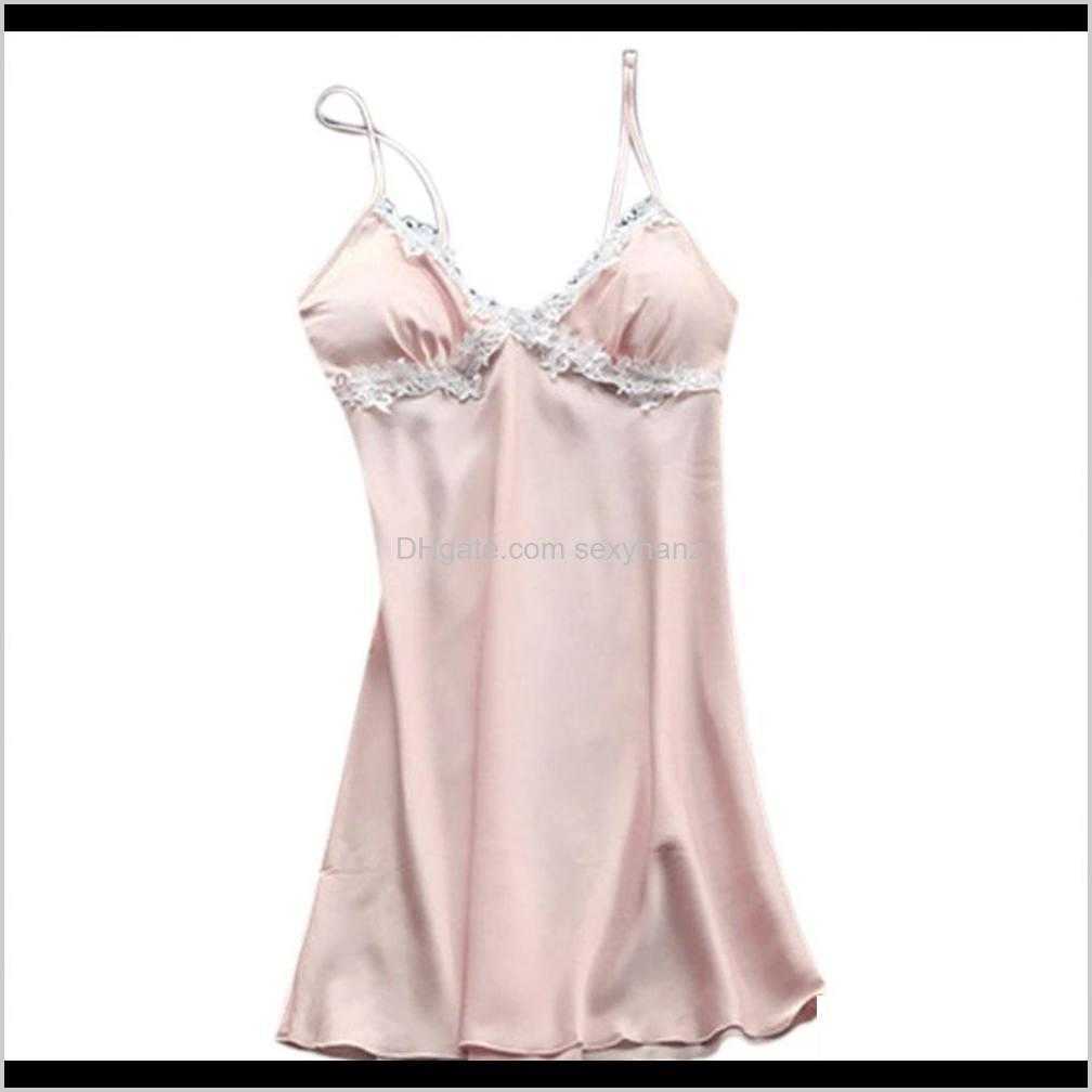 

Ptos Camisoles & Tanks Underwear Apparel Drop Delivery Womens Satin Silk Nightdress Lingerie Sexy Top Sling Pajamas Comfortable Sleeveless La, Burgundy