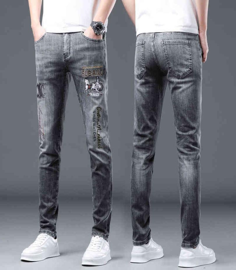

European Style Plein Brand Jeans Pants Mens Designer Slim Denim Straight Trousers For Men Y2204149399739, Blue