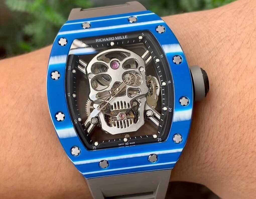 

RM052-01 SUPERCLONE Active tourbillon watches Skull wristwatch Luxury designer rm52-01 Skull Black Diamond hollowed out man's automatic mechanica 2 3VSJ