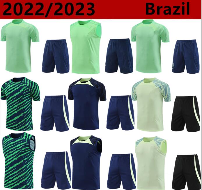 

22/23 Brazil short sleeve tracksuit Sportswear men training suit soccer Jersey kit uniform chandal 2023 G.JESUS COUTINHO brasil sleeveless vest adult football sets