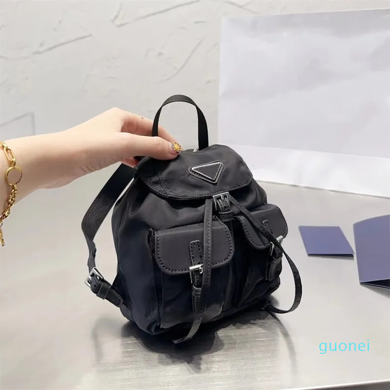 

2023 Mini Backpacks designer bag backpack woman crossbody back packs fashion cross body chain bags 4 Colors Nylon Triangle, Black(p l0g0)
