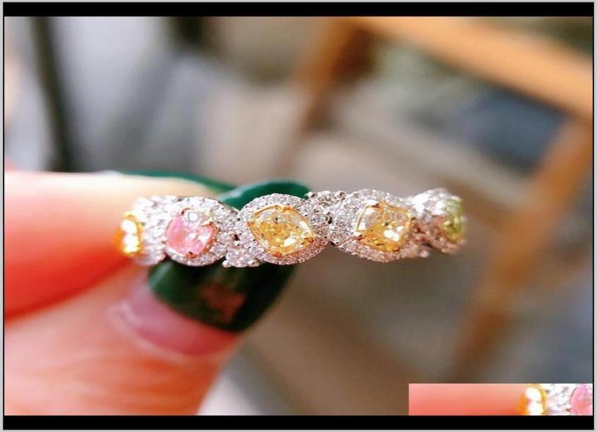 

Jewelryluxury Rainbow Cubic Zirconia Open Ring Creative Irregular Jewelry Making For Women Wedding Engagement Fashion Rings Drop D5426043