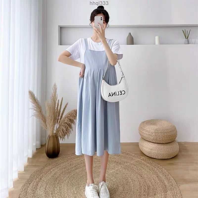 

Earu Fxwa Maternity Dresses Maternity Clothing Dresses Summer Fashion Pink Pregnancy Clothes Gowns Short Sleeve Fake Two-piece Pregnant Women Dress Z0403