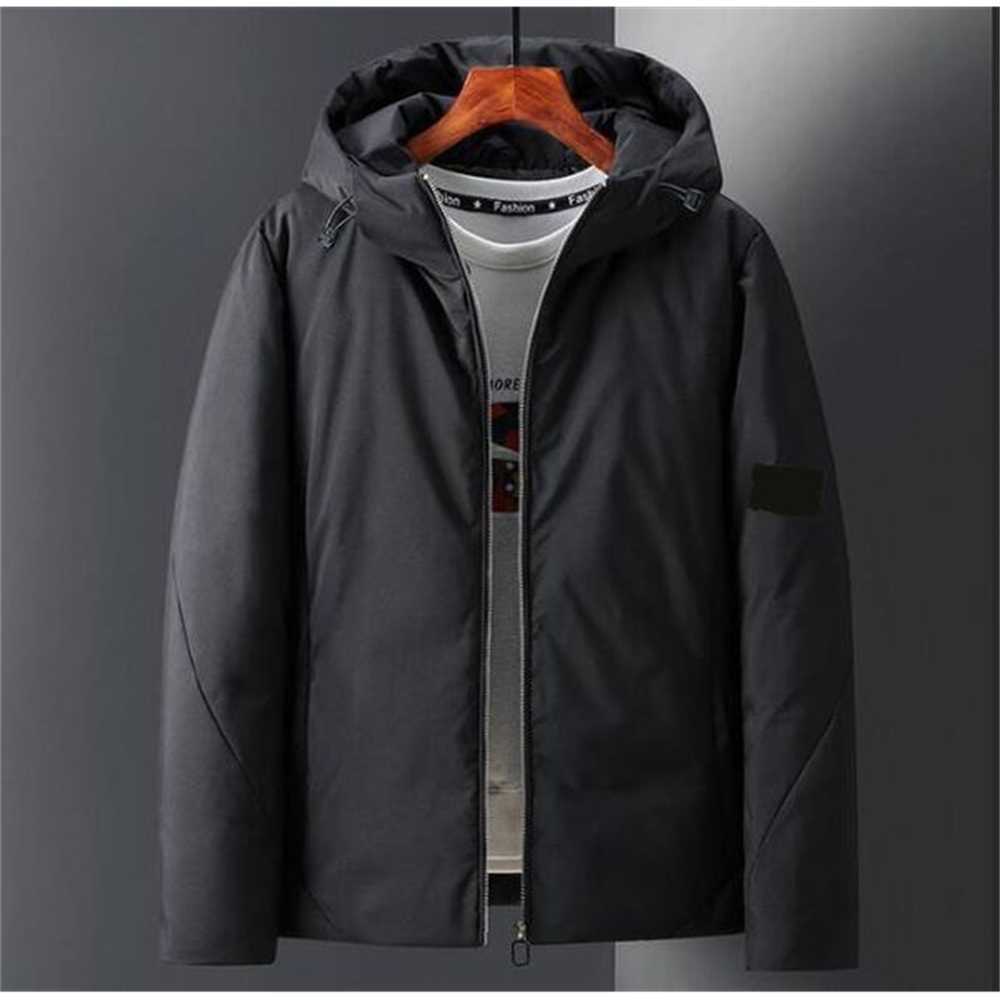

Latest men's down jacket thickened white duck warm with hooded arm embroidery fashion casual outdoor sports IOF4, Black