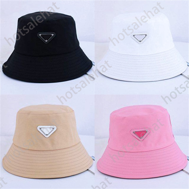 

Sun beach hat flat top nylon buckets hat black white with metal triangle cappello ladies delicate luxury designer cap beach fashion accessories MZ01 B23, 6#