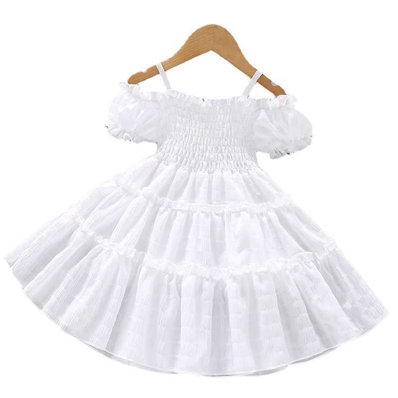 

Girl's Dresses Girls' Dresses Cotton Clothing Children's Pod Sleeve Splicing Cake Dress 3-8Y Princess Dress AA230531, White