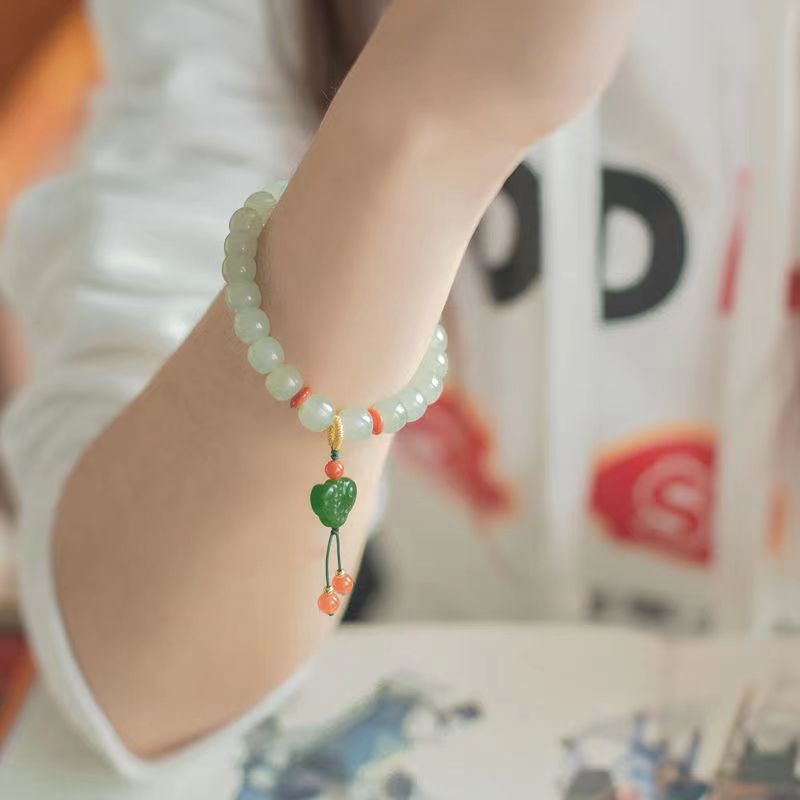 

Pure natural national style Hetian jade hand string birthday gift for girls' mothers Creative gifts for Mother's Day
