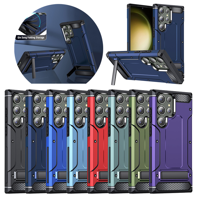 

Heavy Duty Shockproof Phone Cases For Samsung S23 S22 S21 Plus Ultra A04 A14 A34 A54 A12 A32 A52 Armor Kickstand Cellphone Case Back Cover, Red