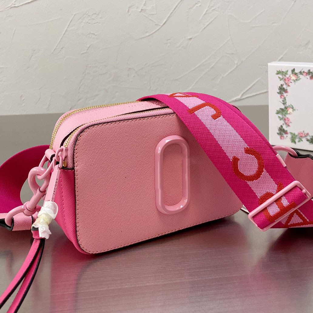designers Bag snapshot bag For Women Crossbody Camera Bag Leather Double Zip Color Matching Casual Wide Strap Shoulder Bags 