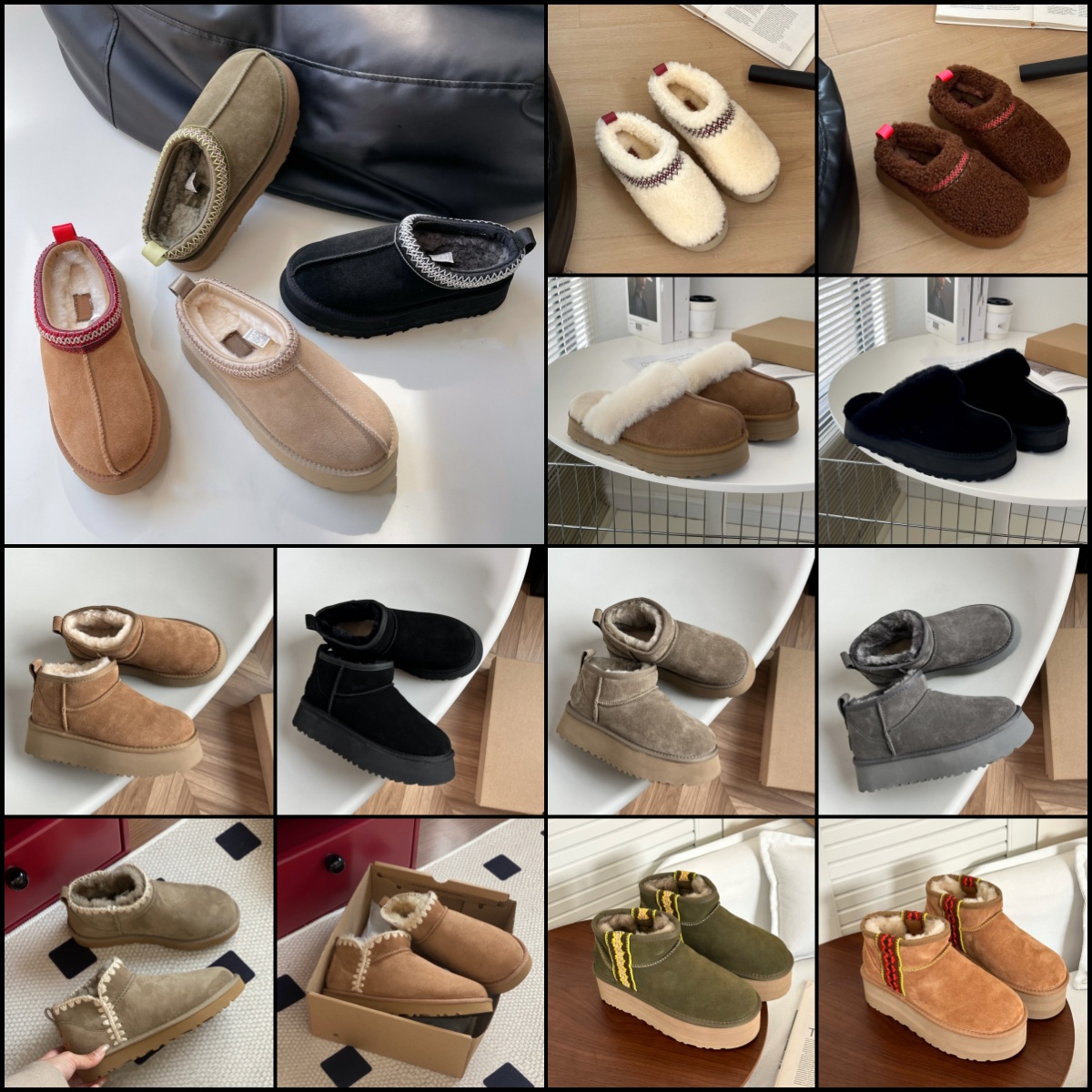 Fashion Designer fluffy snow boots mini women winter boot fur slipper ankle wool shoes sheepskin leather casual outside 10A-image-924468028