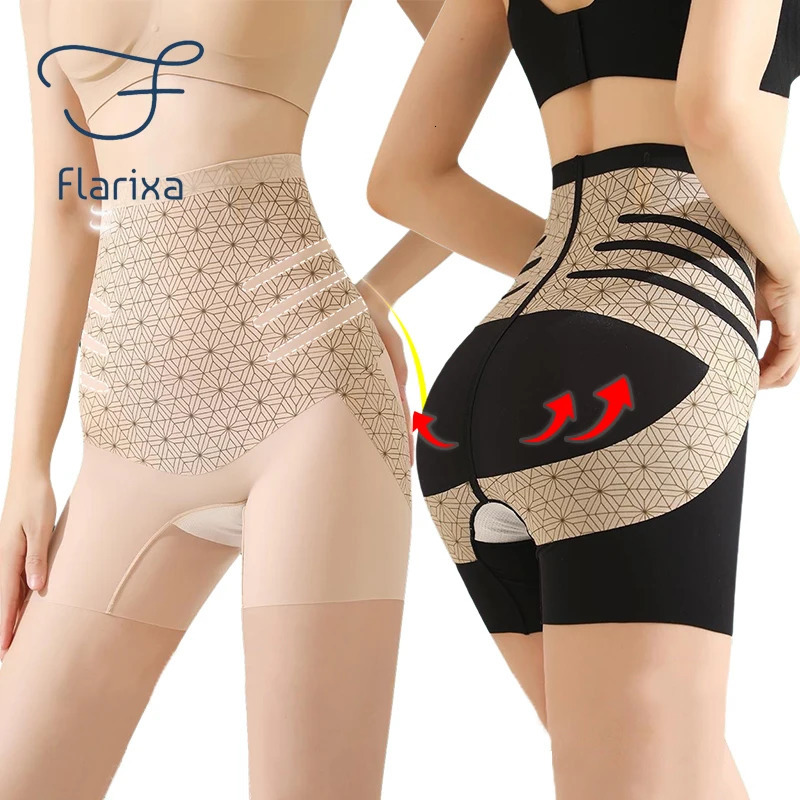 Arm Shaper Flarixa High Waist Flat Belly Panties Seamless Woman Boxer Body Slimming Shaping Pants Push Up Underwear Thin Safety Shorts 231202