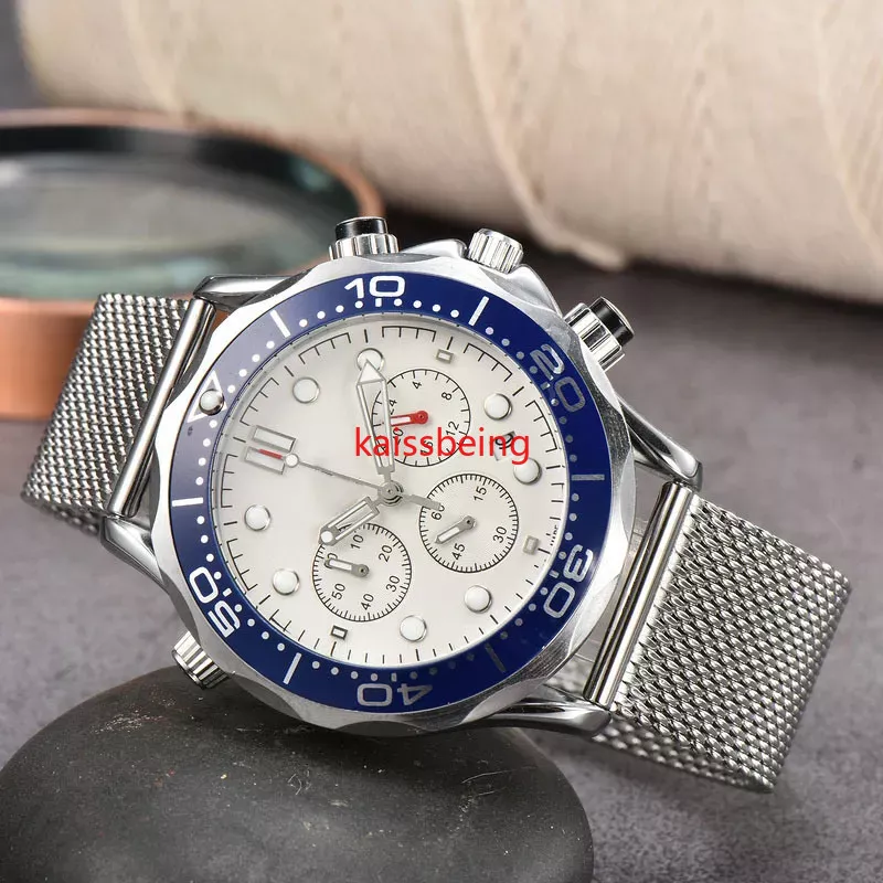 High quality designer Expensive mens watch Quartz Fashion steel band full function quartz chronograph Watches Factory agent orient montre