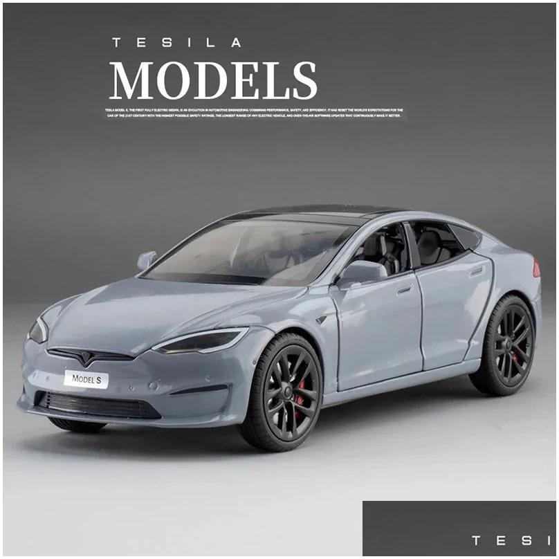 Diecast Model 1 24 Tesla Y 3 S Alloy Die Cast Toy Car Sound and Light Children s Collectibles Birthday gift 231030